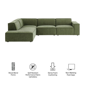 Restore 4-Piece Performance Fabric Upholstered Modular L-Shaped Sofa in Foliage