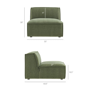 Restore 4-Piece Performance Fabric Upholstered Modular L-Shaped Sofa in Foliage