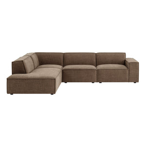 Restore 4-Piece Performance Fabric Upholstered Modular L-Shaped Sofa in Mocha