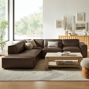 Restore 4-Piece Vegan Leather Modular L-Shaped Sofa in Espresso