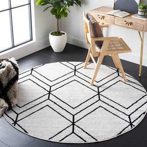 Renner 6x6 Ivory & Black Square Area Rug