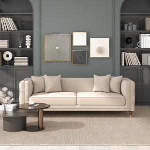 Nora Light Cream Velvet Sofa
