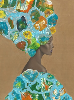 Fashion in Bloom W/Gold Floating Frame 40 X 54"