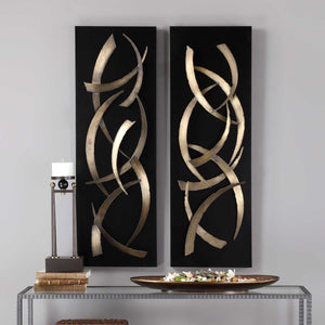Brushstrokes Metal Wall Panels Set of 2