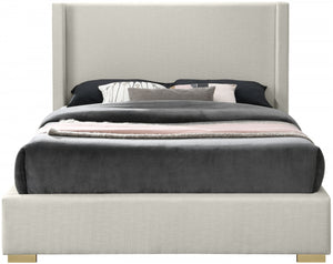 Plato Navy Linen King Bed