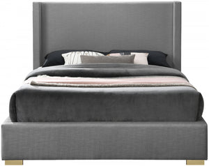 Plato Navy Linen King Bed