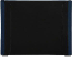 Plato Navy Linen King Bed