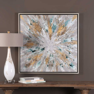 EXPLODING STAR HAND PAINTED CANVAS FRAMED WALL ART