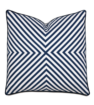 Stripes 22" Lumbar Pillow/ Indigo and White