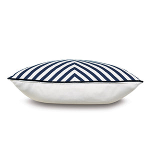 Stripes 22" Lumbar Pillow/ Indigo and White