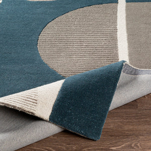 Brooklyn Teal, Beige and Charcoal Rug