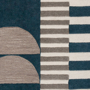 Brooklyn Teal, Beige and Charcoal Rug