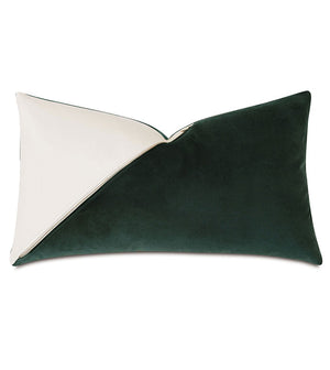 Carlin 15x26 Lumbar Pillow/ Green and Ivory