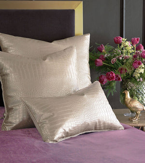 Sleek Faux Snakeskin 13x22 Lumbar Pillow/ Metallic Gold