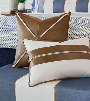 Wendover 16x22 Lumbar Pillow/ White with Brown Faux Leather