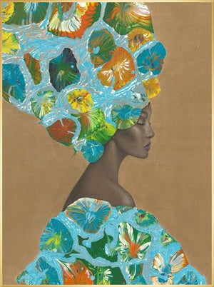 Fashion in Bloom W/Gold Floating Frame 40 X 54"