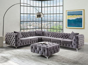 Phillip Gray Velvet Sectional 132"