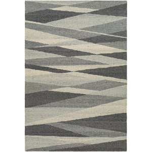 Madelyn Gray, Light Gray, Charcoal and Black Rug