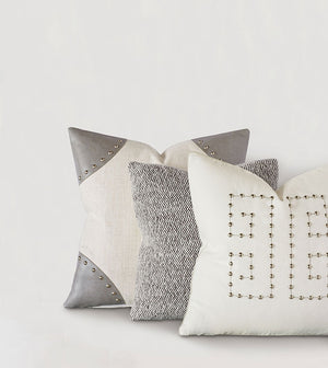 Wiler 13x22 Lumbar Pillow/ White and Gray