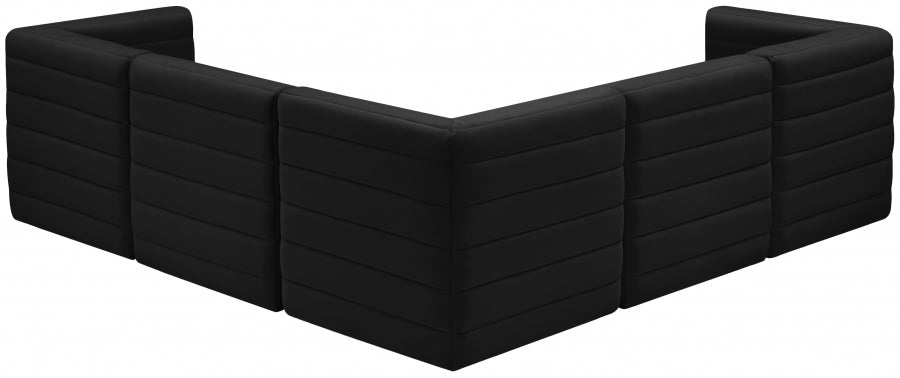 Quincy 95" Velvet Upholstered Comfort 5pc. Modular Sectional Black