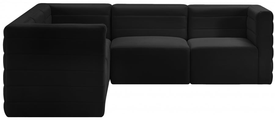 Quincy 95" Velvet Upholstered Comfort 5pc. Modular Sectional Black