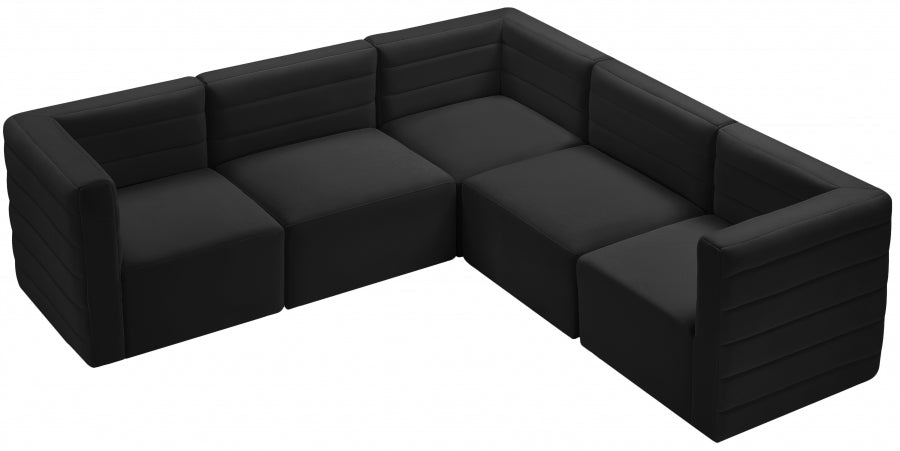 Quincy 95" Velvet Upholstered Comfort 5pc. Modular Sectional Black