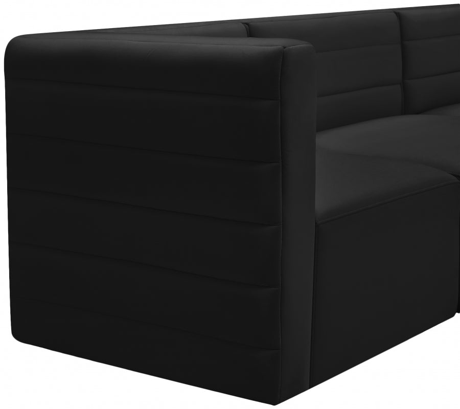 Quincy 95" Velvet Upholstered Comfort 5pc. Modular Sectional Black