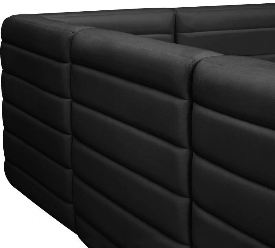 Quincy 95" Velvet Upholstered Comfort 5pc. Modular Sectional Black