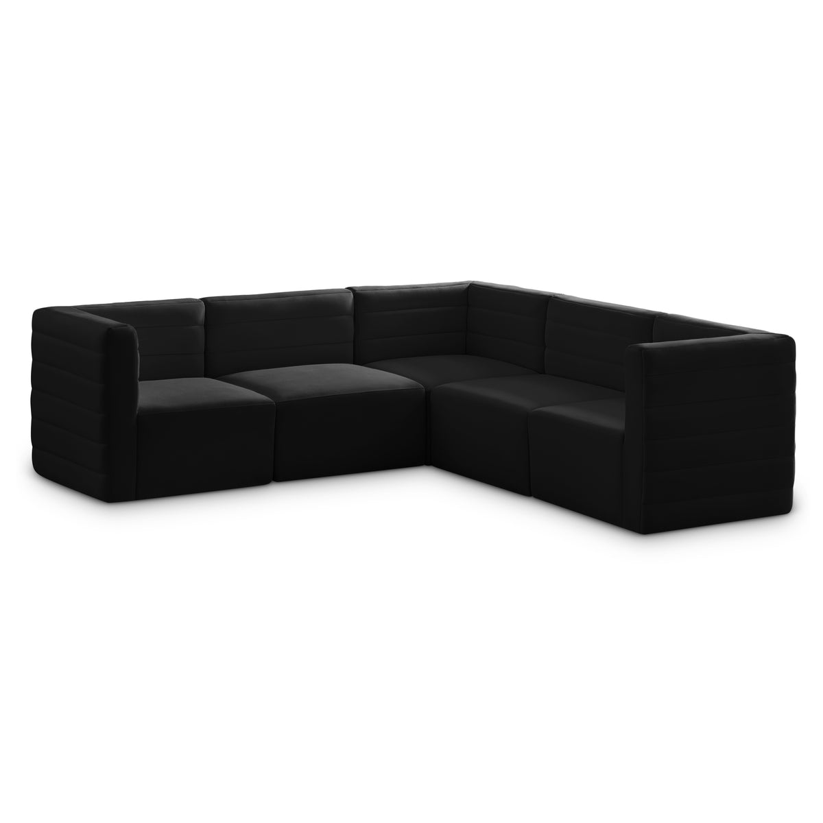 Quincy 95" Velvet Upholstered Comfort 5pc. Modular Sectional Black