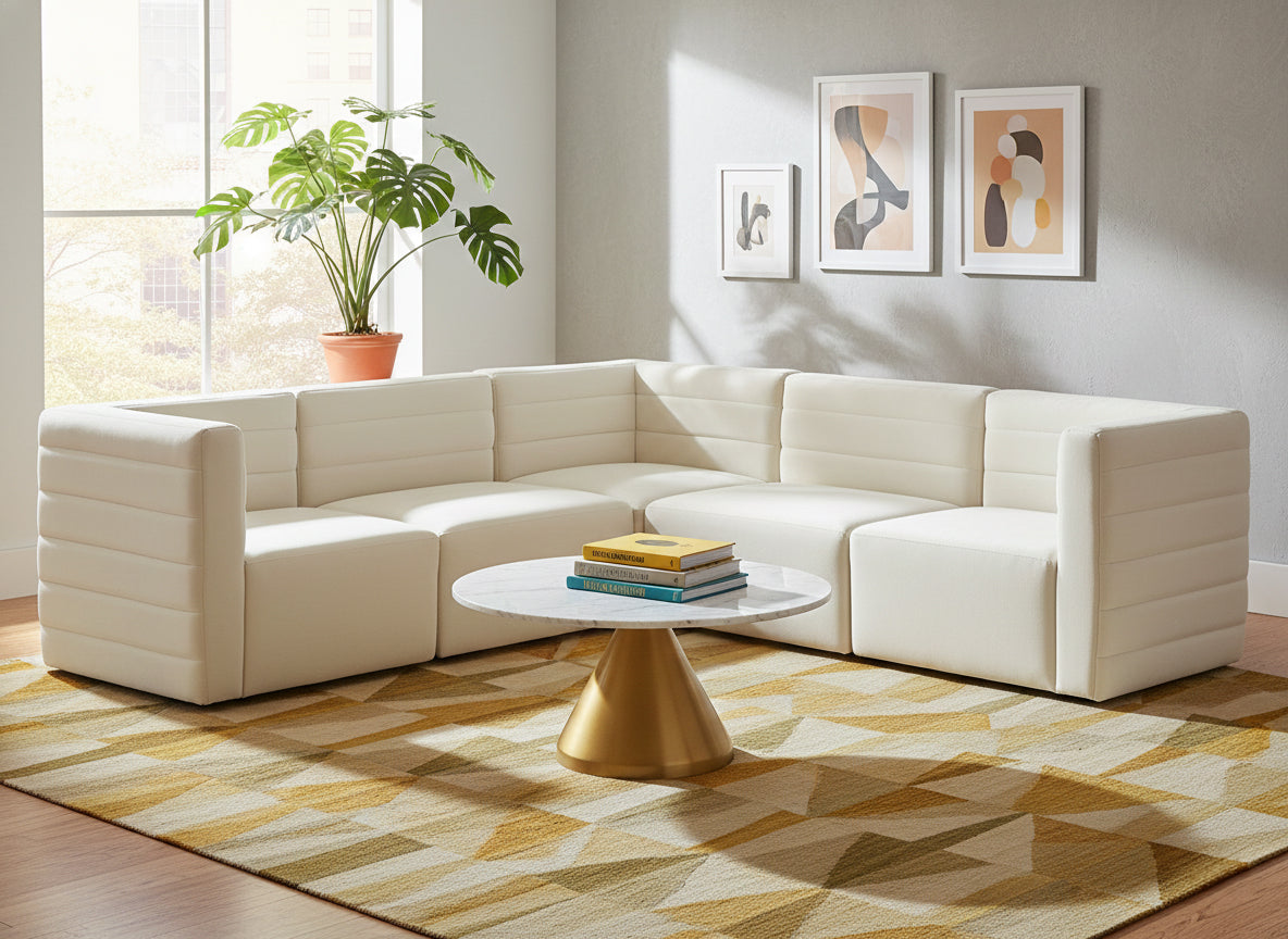 Quincy 95" Velvet Upholstered Comfort 5pc. Modular Sectional