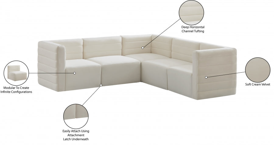 Quincy 95" Velvet Upholstered Comfort 5pc. Modular Sectional