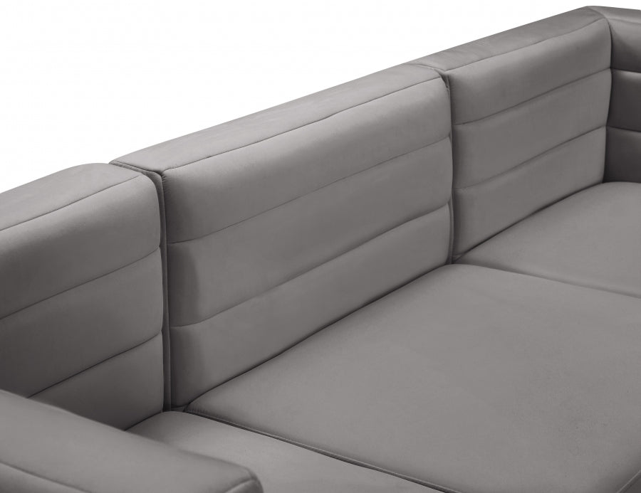 Quincy 95" Velvet Upholstered Comfort 5pc. Modular Sectional Grey