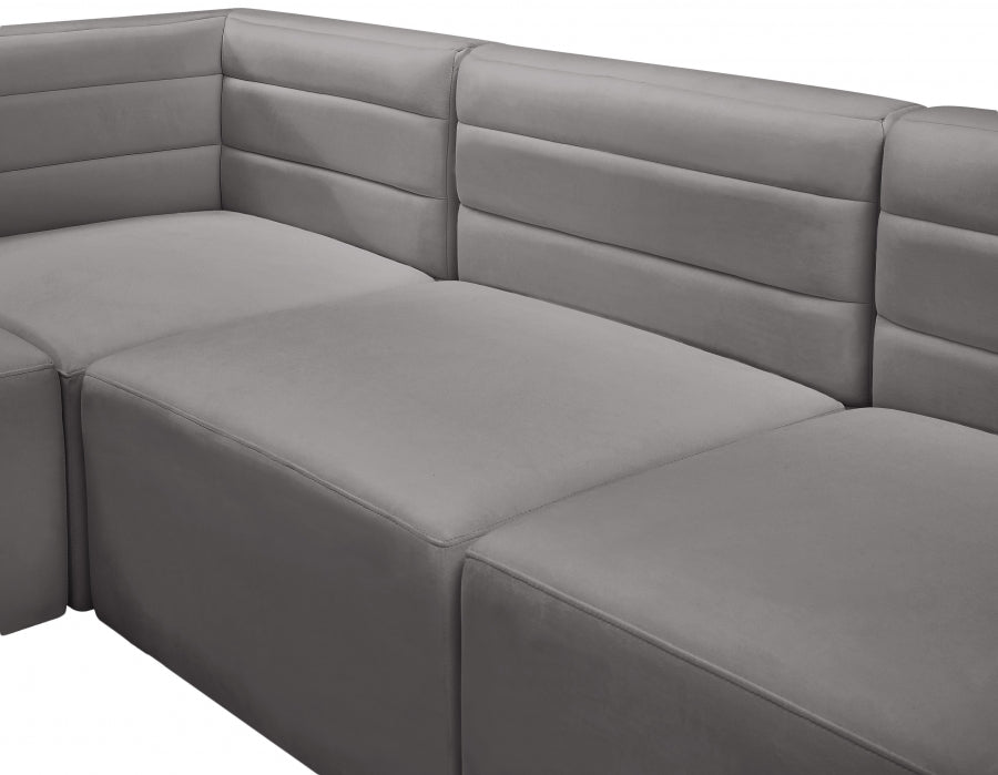 Quincy 95" Velvet Upholstered Comfort 5pc. Modular Sectional Grey