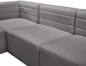 Quincy 95" Velvet Upholstered Comfort 5pc. Modular Sectional Grey