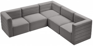 Quincy 95" Velvet Upholstered Comfort 5pc. Modular Sectional Grey