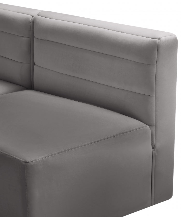 Quincy 95" Velvet Upholstered Comfort 5pc. Modular Sectional Grey