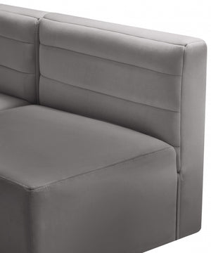 Quincy 95" Velvet Upholstered Comfort 5pc. Modular Sectional Grey
