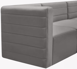 Quincy 95" Velvet Upholstered Comfort 5pc. Modular Sectional Grey