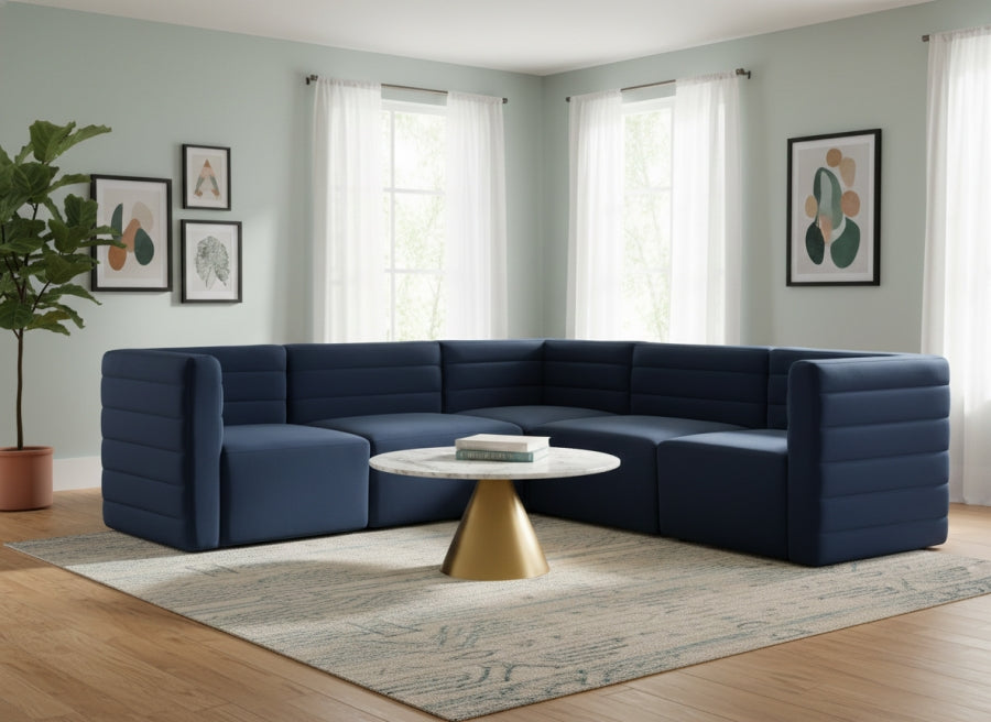 Quincy 95" Velvet Upholstered Comfort 5pc. Modular Sectional