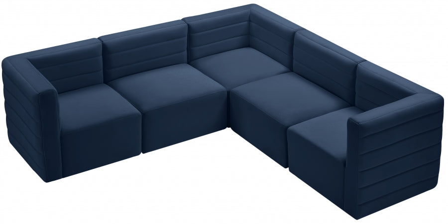 Quincy 95" Velvet Upholstered Comfort 5pc. Modular Sectional