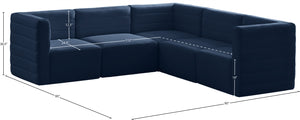 Quincy 95" Velvet Upholstered Comfort 5pc. Modular Sectional