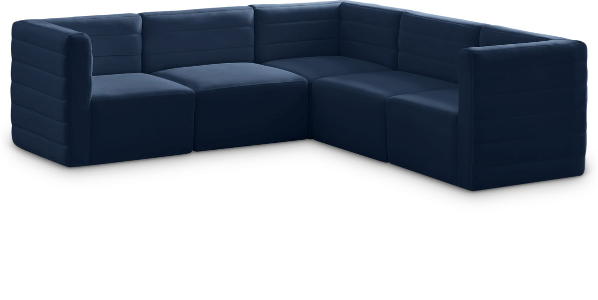 Quincy 95" Velvet Upholstered Comfort 5pc. Modular Sectional