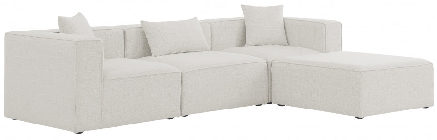 Cube 108" Fabric Upholstered 4pc Modular Sectional Cream