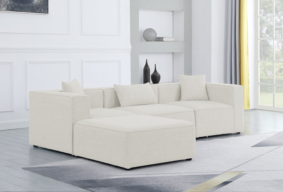 Cube 108" Fabric Upholstered 4pc Modular Sectional Cream