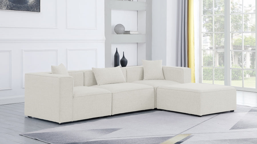 Cube 108" Fabric Upholstered 4pc Modular Sectional Cream