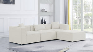 Cube 108" Fabric Upholstered 4pc Modular Sectional Cream