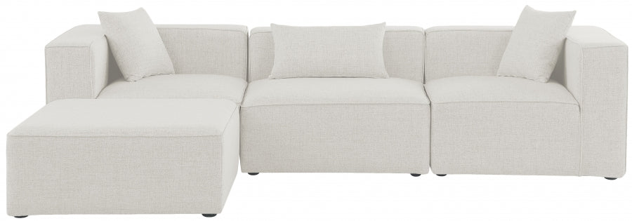 Cube 108" Fabric Upholstered 4pc Modular Sectional Cream