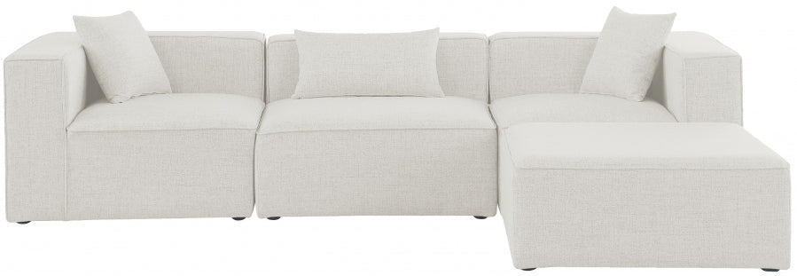 Cube 108" Fabric Upholstered 4pc Modular Sectional Cream