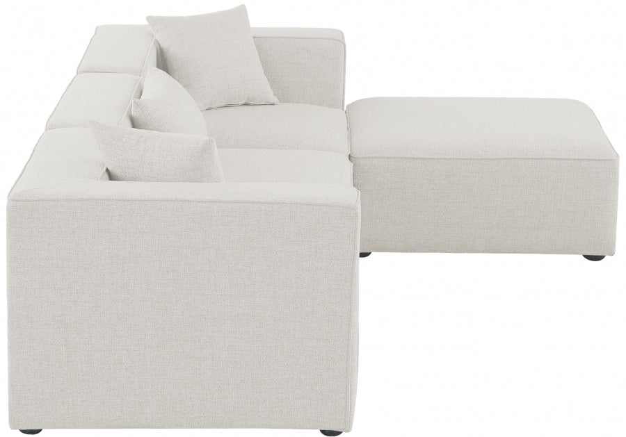 Cube 108" Fabric Upholstered 4pc Modular Sectional Cream