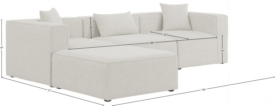 Cube 108" Fabric Upholstered 4pc Modular Sectional Cream
